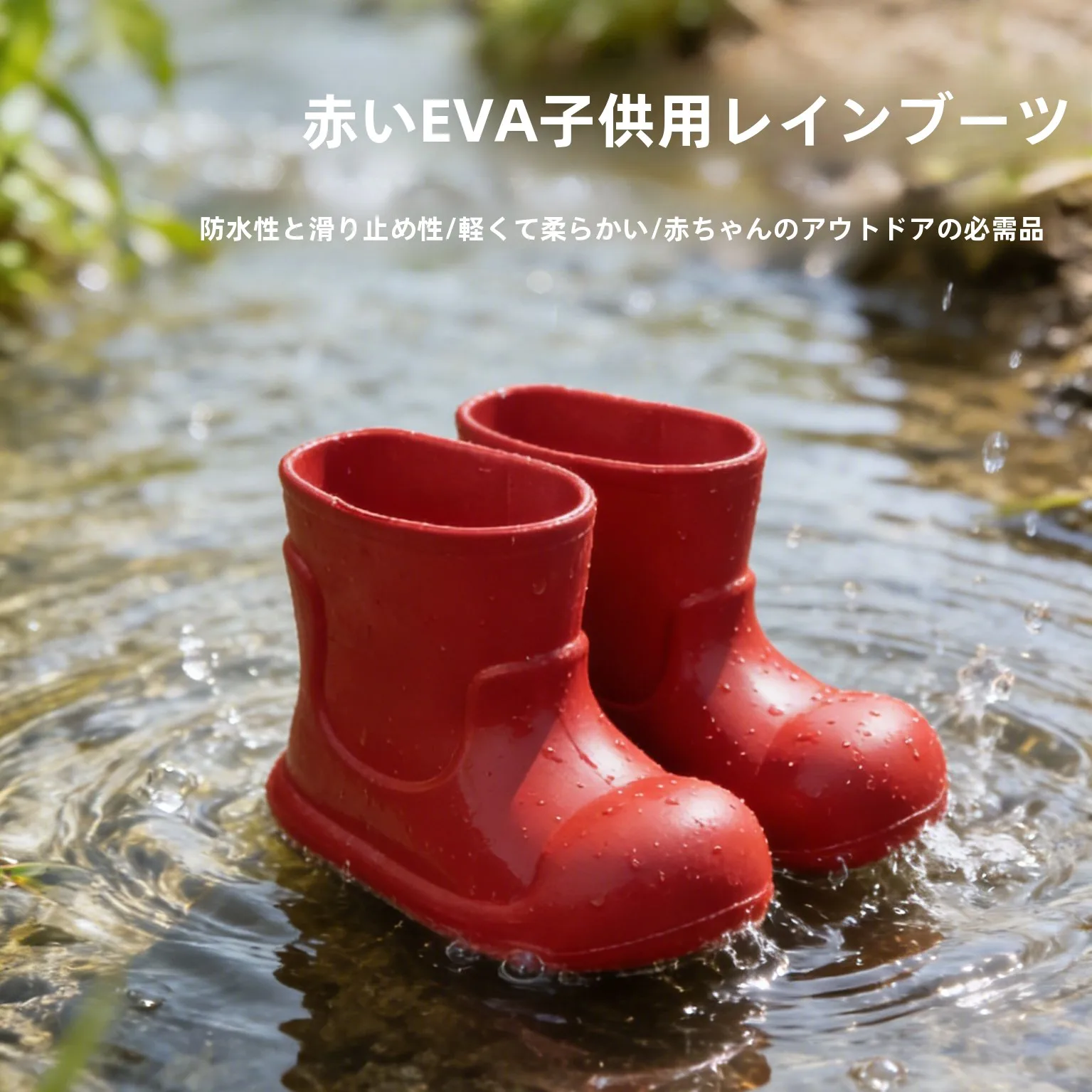 red-children's-rain-boots-anti-slip-safety-standard-baby-toddler-rain-shoes-comfortable-soft-eva-material-wave-pattern-design