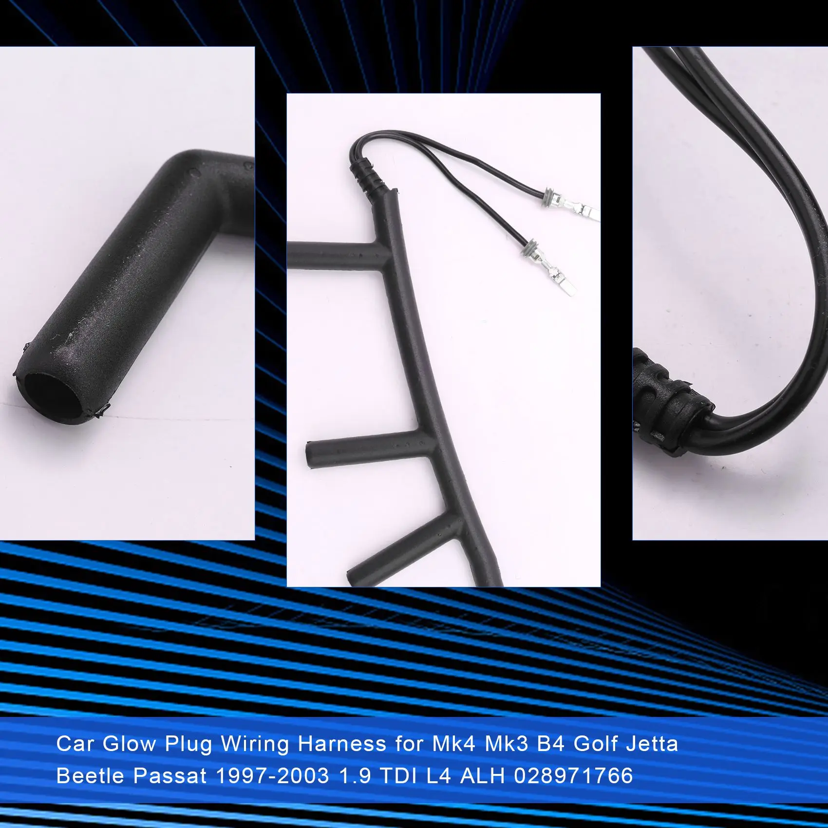 Car Glow Plug Wiring Harness for Mk4 Mk3 B4 Golf Jetta Beetle Passat 1997-2003 1.9 TDI L4 ALH 028971766