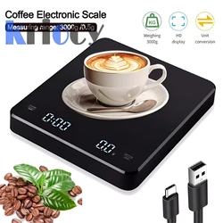 Digital Kitchen Coffee Scale High Precision Rechargeable Home Electronic Scale with Timer Stainless Steel Smart Gram Weight Scal