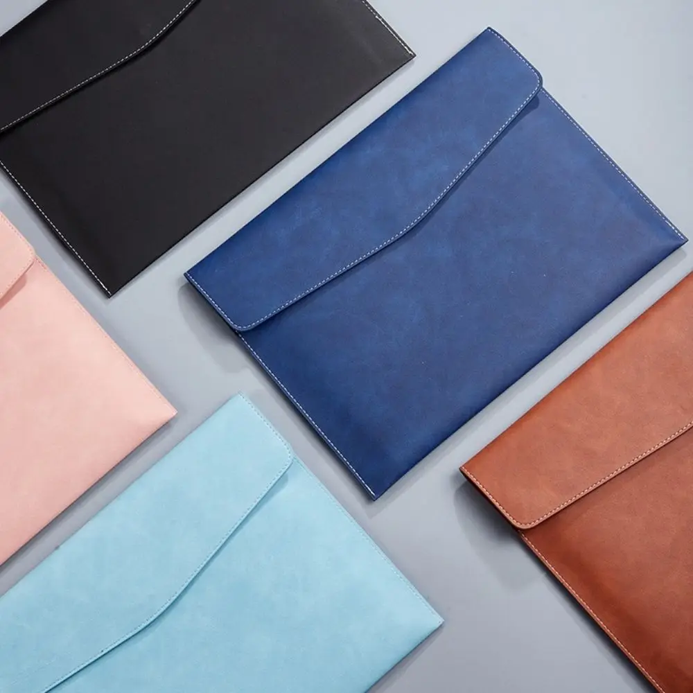 A4 Handheld File Storage Bag Large Capacity PU Leather Business Briefcase with Magnetic Buckle Thicken Handheld Laptop Bag