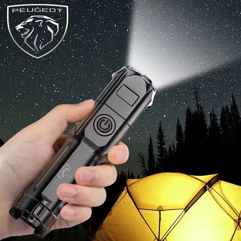 مصباح ليد جيب USB قابلة للشحن مقاوم للماء أضواء التكتيكية لبيجو 308 3008 208 508 2008 اكسسوارات #1