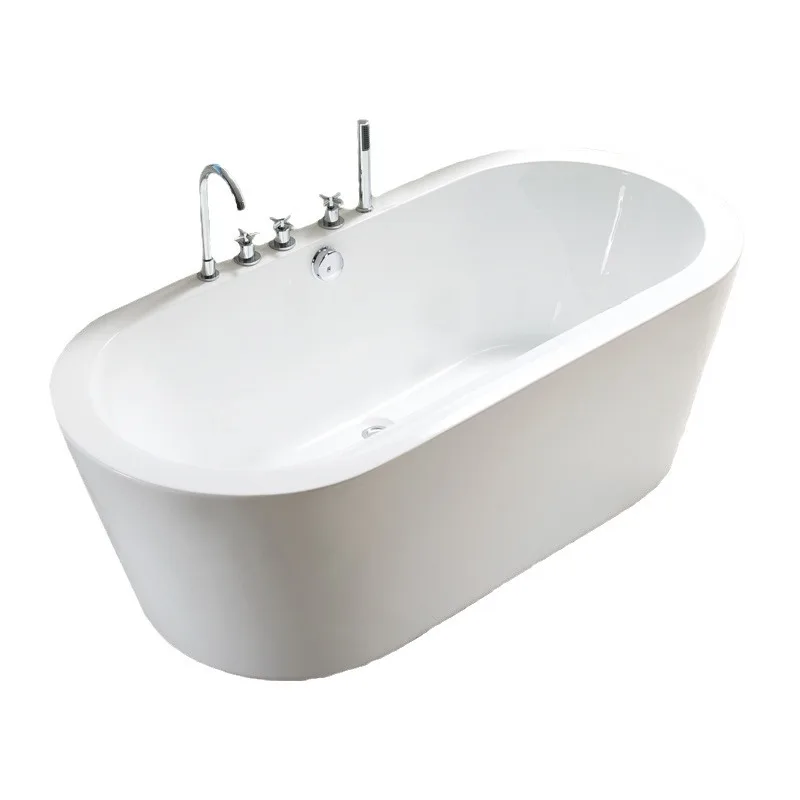

1.4-1 meters wide edge classic oval acrylic freestanding bathtub five-piece faucet engineering bathtub