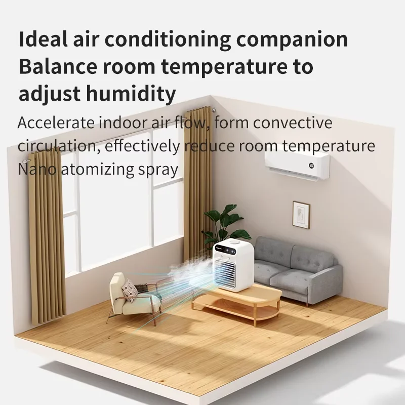 Desktop Air Cooler Personal Portable Fan with 2-Speeds Evaporative Air Cooler with 0.5L Water Tank Portable Cooler Fan for Home image 6