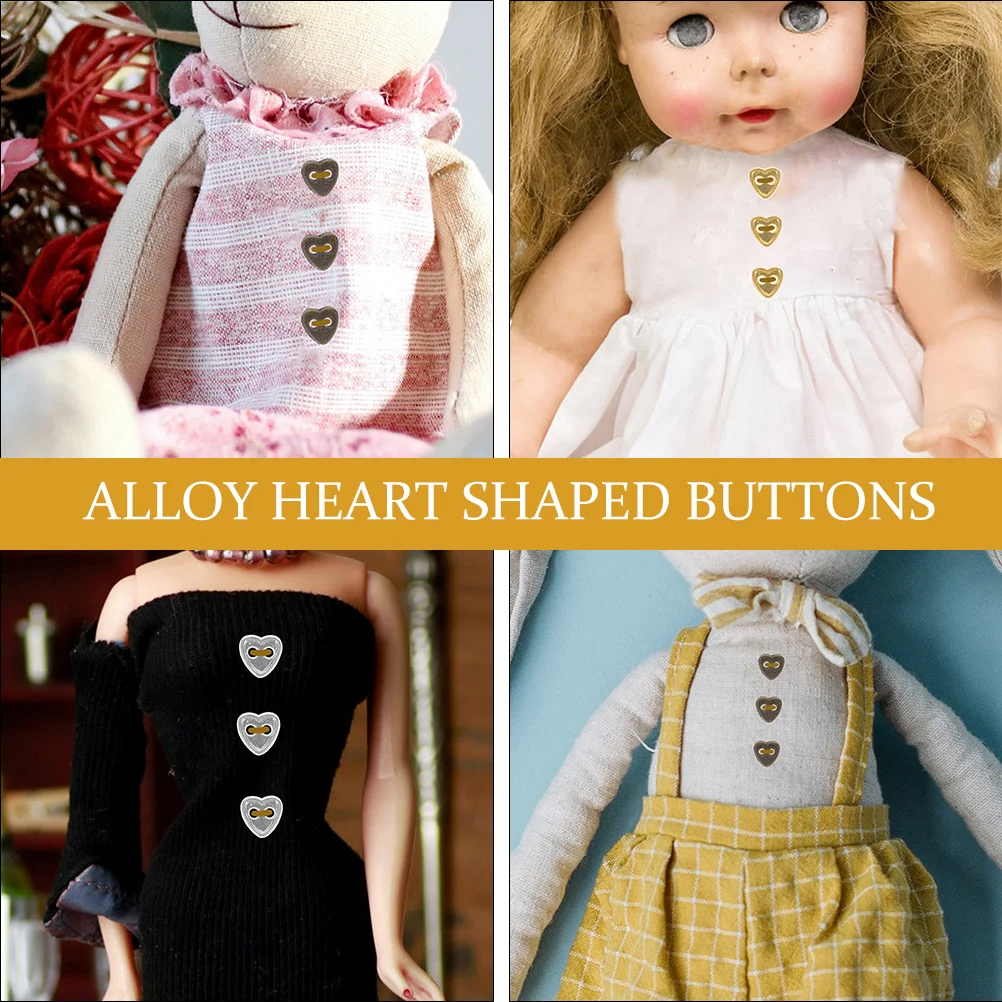 150 قطعة من أزرار سبيكة صغيرة على شكل قلب، مستلزمات خياطة ذاتية الصنع لتزيين الملابس، أزرار قلب صغيرة، مواد ذاتية الصنع