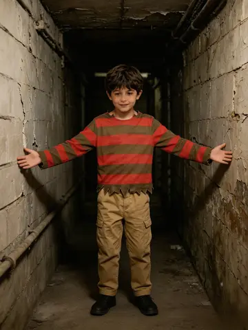 Boys Striped Long Sleeve Costume Top, Kids Jagged Hem Cosplay Shirt