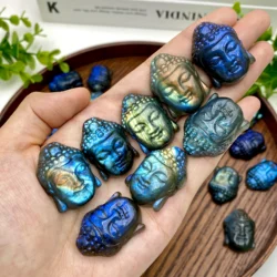 1PC High Quality Labradorite Buddha Head Natural Crystal Carving, Gemstone Jewelry, Glitter, Birthday gift, Party decoration.