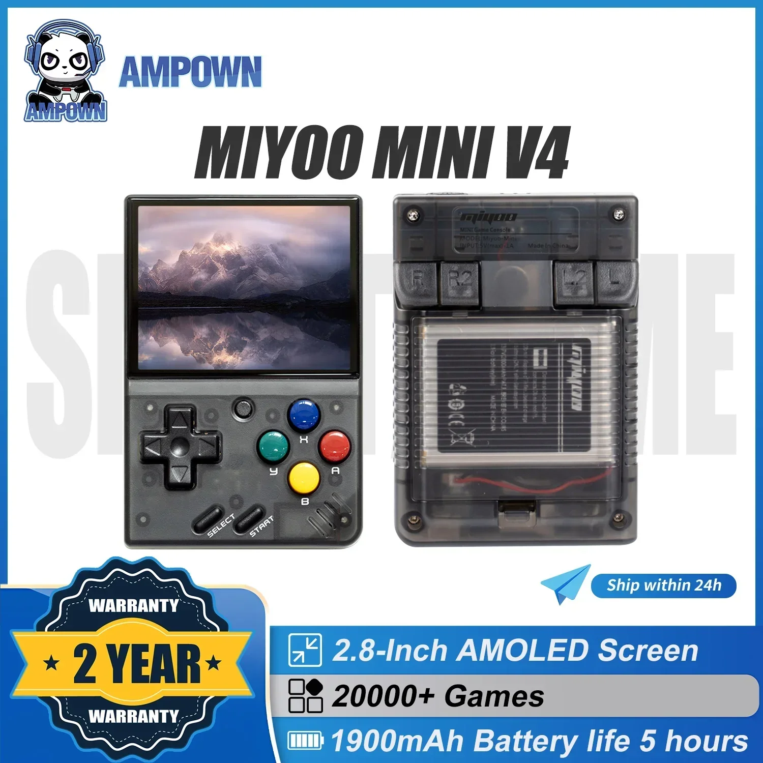 

Консоли AMPOWN Miyoo Mini V4, 2,8 дюйма, IPS OCA, 1900 мАч, портативные игровые плееры, система Linux, портативная игровая консоль в стиле ретро