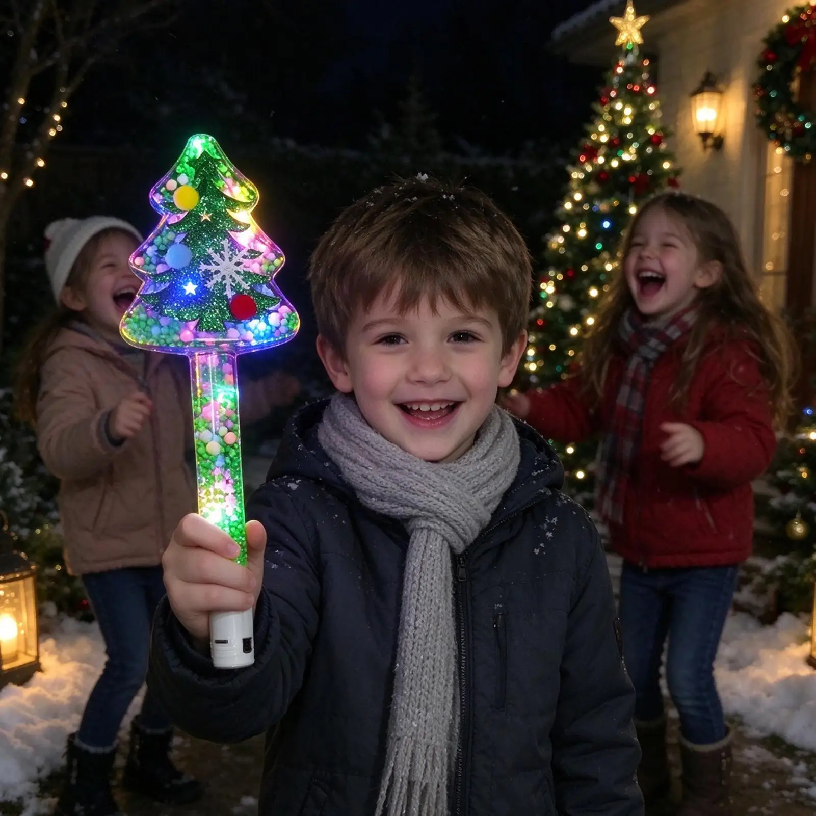 Christmas Light Up Wand Handheld 3 Modes Christmas Tree Wand LED Glowing Toy Stick For Boys Girls Teens Hosts Home Apartment