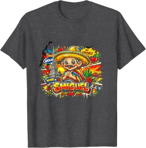 Smiguel Mexikanisches Sombrero T-Shirt Y2k Humor Lebendige Kunst Lustiges Mexikanisches Kultur-Mashup T-Shirt Niedliche Festival-Partykleidung Neuartiges Geschenk – Detail 9