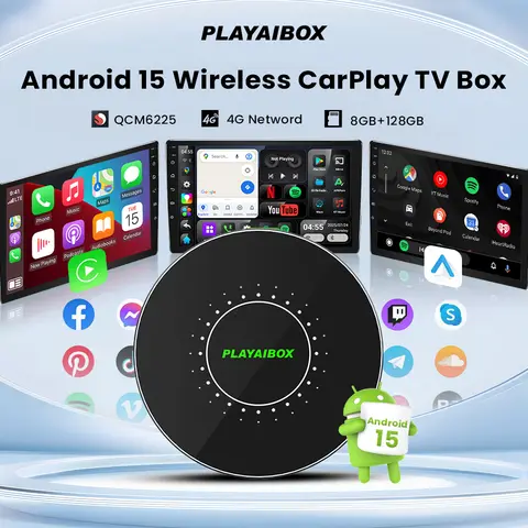 플레이아이박스 안드로이드 15 카플레이 Ai 박스 안드로이드 오토 무선 카플레이 퀄컴 6225 8G+128G 넷플릭스 유튜브 벤츠 기아 도요타용