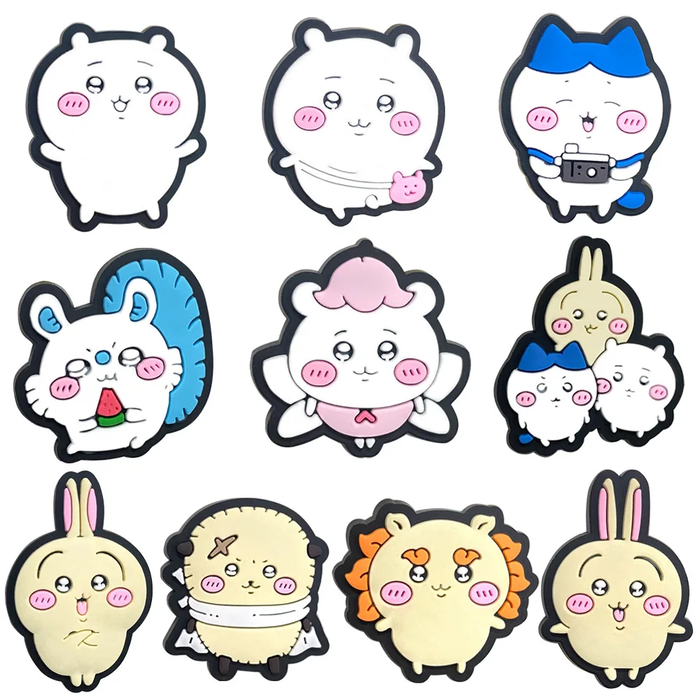 10 Stück Kawaii Chiikawa Schuh-Charms Kompatibel mit Schuhen, Clogs, Sandalen, Anime-Kaninchen, Katze, Eichhörnchen, Cartoon DIY Schuh-Deko
