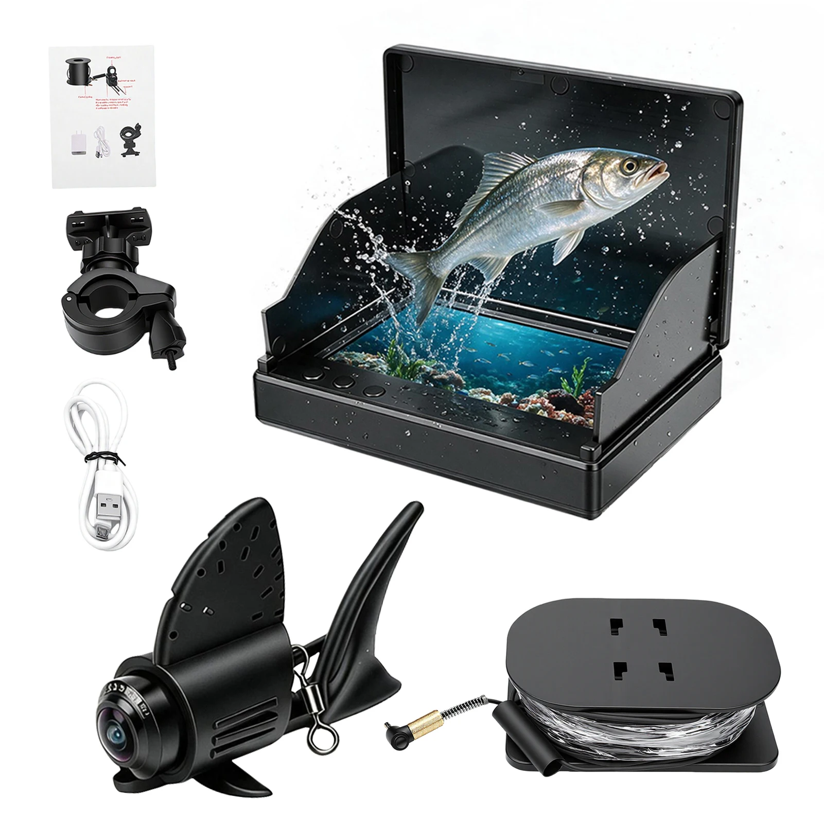 Underwater Fishing Camera 4.3 Inch  Display 30M Cable 8 Infrared LEDs 220 Degree Wide Angle Fish Finder for Ice Boat Kayak