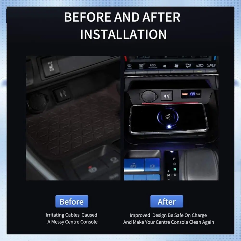 

AM-Car For Qi Wireless Charger Fast Charging Phone Holder Pad For Toyota Rav4 2020 2021 Car Modification Interior