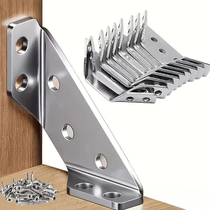 10/20 Sets Heavy Duty 304 Stainless Steel Corner Brackets - Multifunctional 90 Degree Thick Support for Cabinets & Shelves