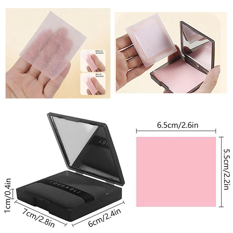 100 Sheets Portable Face Oil Absorbing Paper With Mirror Case Beauty Woman Facial Care Paper Absorbs Facial Fat Beauty