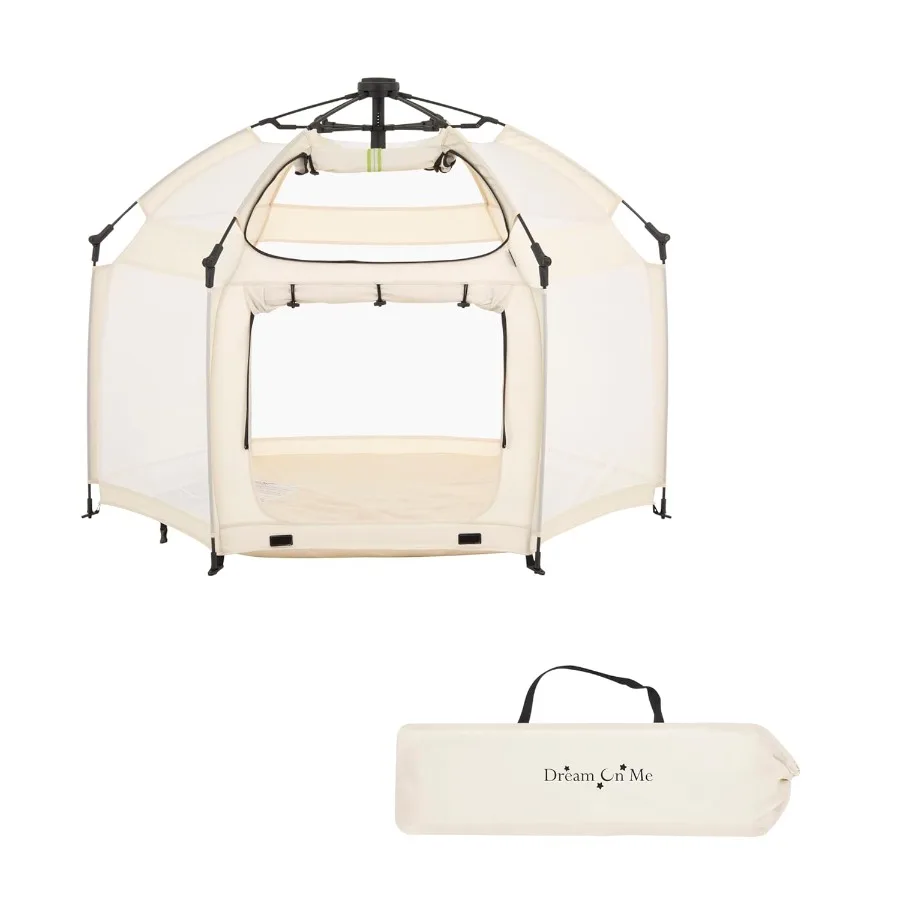 روضة أطفال منبثقة فورية بيد واحدة مفتوحة وقابلة للطي وجانبين شبكية قابلة للتنفس بوابة أمان وسحاب وحقيبة حمل للسفر مدمجة داخلية/Ou #1