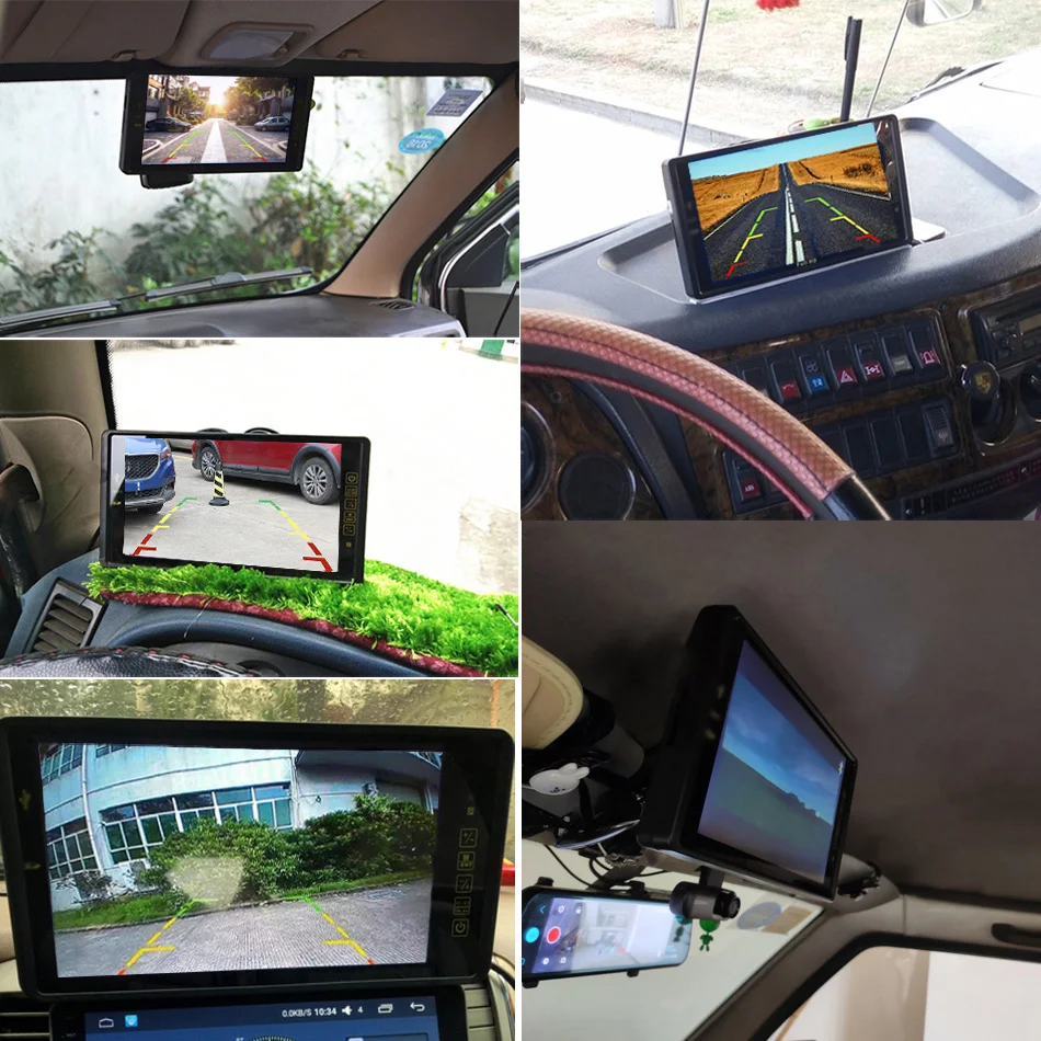 JIEPIE-TFT LCD مرآة الرؤية الخلفية مراقب ، داش مراقب ، عريضة للمقطورات ، قافلة ، شاحنة ، RVs ، 9 "، DC9-36V ، 4 دبوس التوصيل ، 1024x600