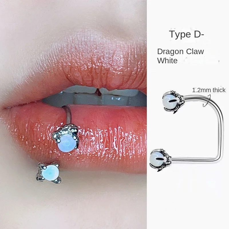 Dragon Claw Zircon Lip Piercing Septum Jewelry Pircing Labret Vertical Stainless Steel Earrings Helix Cartilage Body Jewellry