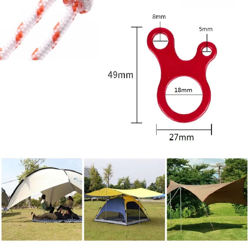 5pcs/set Camping 3 Hole Type Aluminium Alloy Rope Tensioner windproof Buckle Camping Equipment Tents Accessories For Outdoor