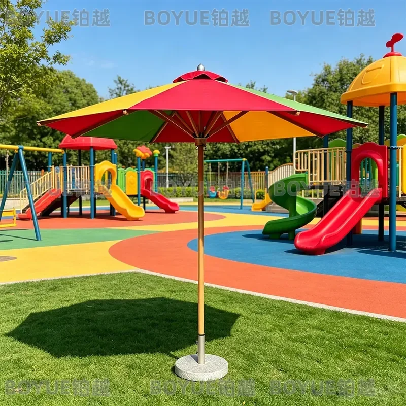 Large Beach Umbrella Outdoor Sunshade for Garden Patio Cafe Heavy Duty UV Protection Parasol with Tilt Function Wind