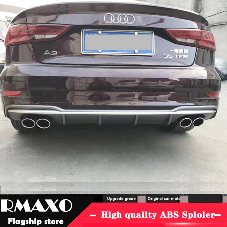 For Audi A3 S3 Body kit spoiler 2017-2019 For Audi A3 SLINE ABS Rear lip rear spoiler front Bumper Diffuser Bumpers Protector