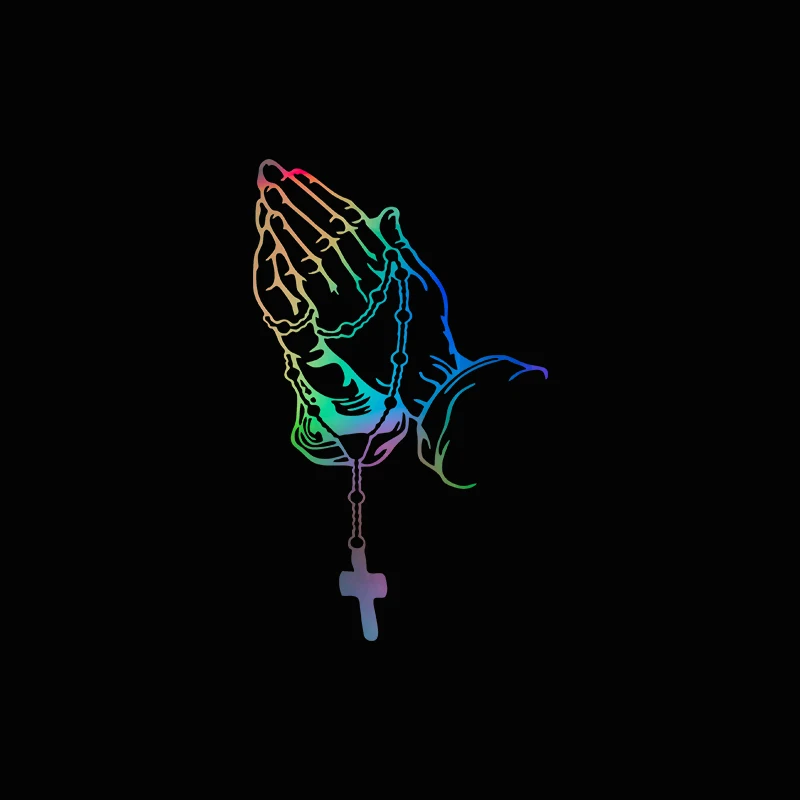 Car Interior Laser Prayer Gesture Stickers, God Jesus Christ Color Vinyl Decals, Fashion Auto Body Styling Decor Accessories