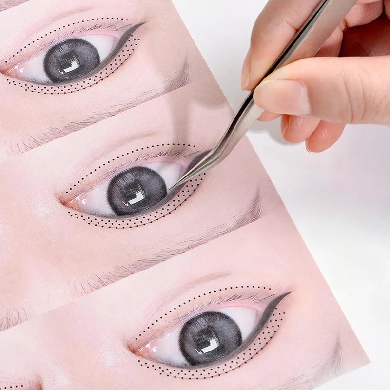 40 Patches/5 Sheets Eyelash Practice Stickers Eyelash Training Stickers Eyelash Application Trainer Stickers Simulated Eye Shape