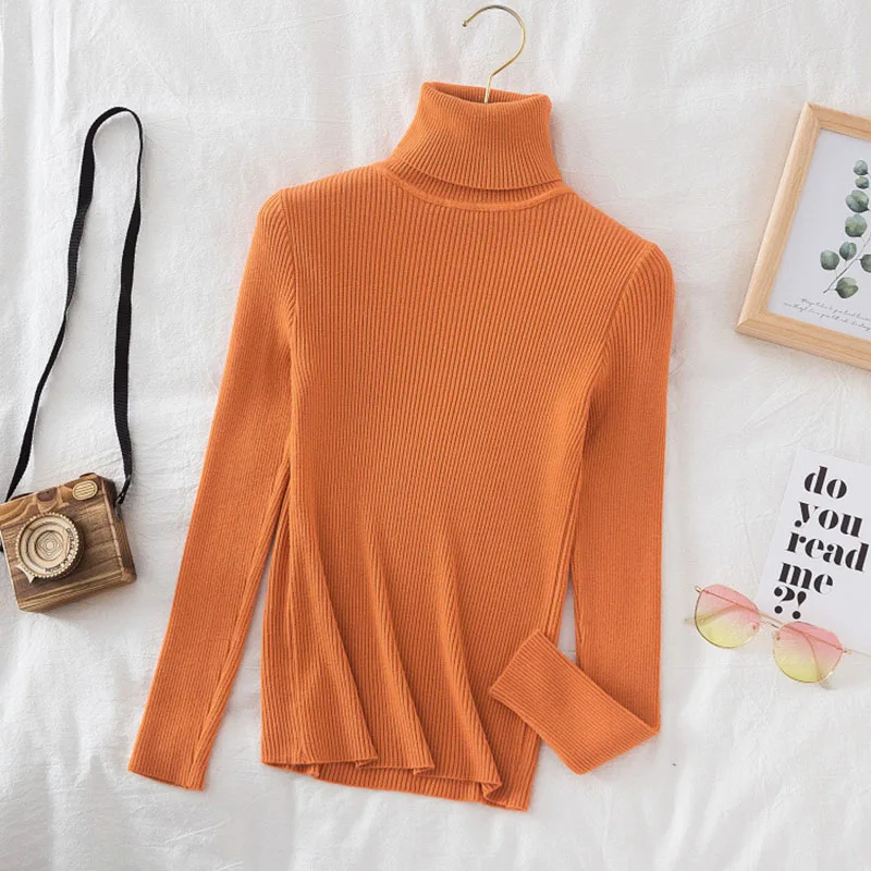 

Nice 2023 Women's Clothing Long Sleeved Pullovers High Neck Base Sweater Solid Korean Version Pullover Knitted Base Jumpers Swea