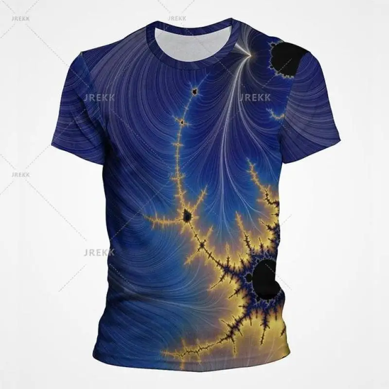 Men Abstract Swirl Gradient Print Crew Neck Short Sleeve Trendy Casual T-Shirt Multiple Psychedelic Patterns
