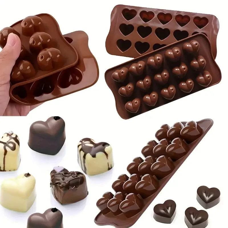 1pc 15Cavity Herzförmige Herz Silikon Schokolade Form DIY Handgemachte Keks Süßigkeiten Gelee Form für Valentinstag küche Gadget