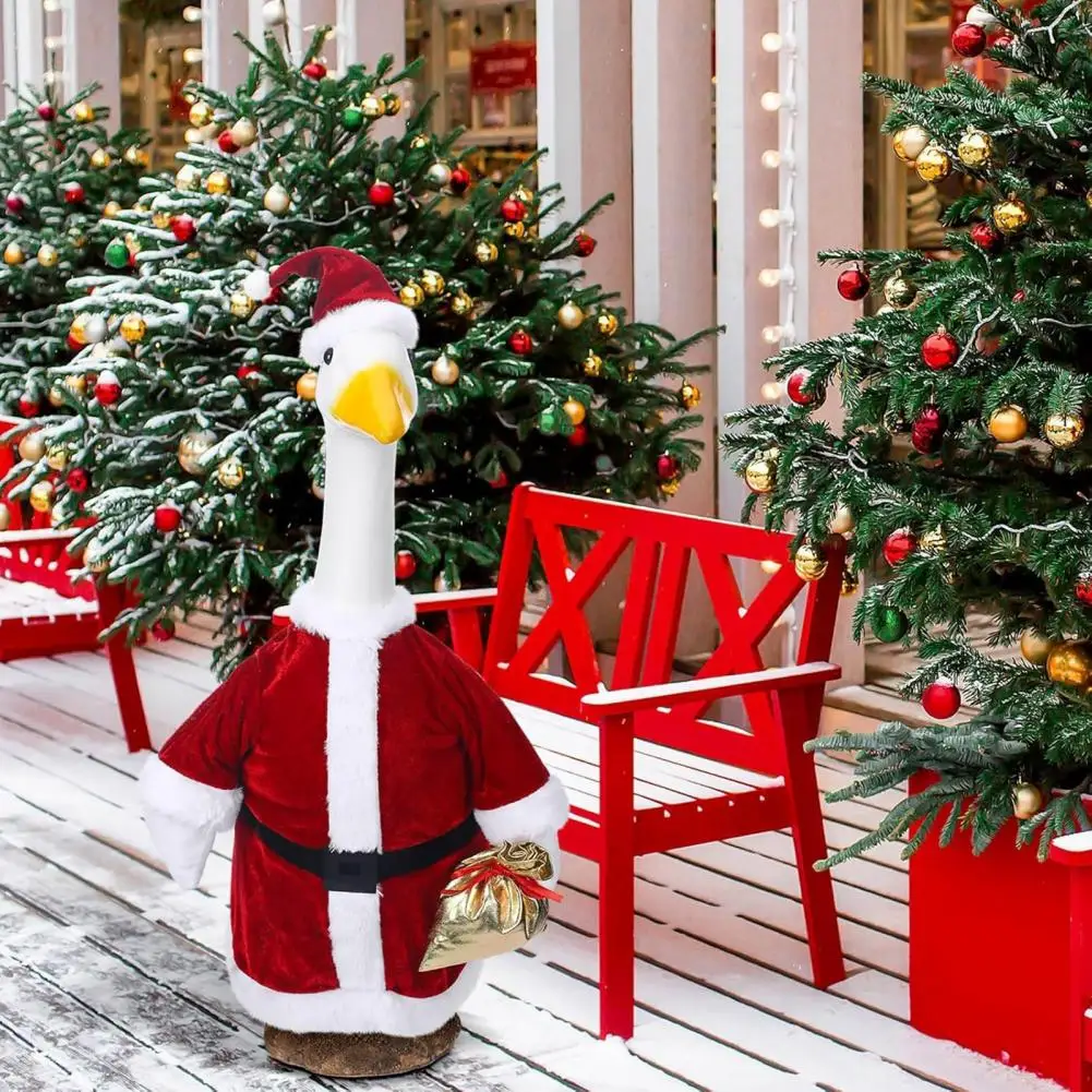 Christmas Goose Outfit Cloth Goose Outfit Festive Santa Claus Goose Outfit for 23 High Cement or Plastic Lawn Decor for Garden