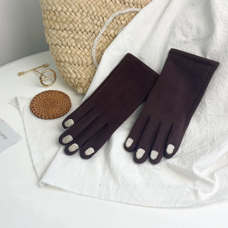Modische Nagellack-Handschuhe Elegante Damen Winter Vintage Vollfinger-Handschuhe Dicke Touchscreen-fähige Warme Fäustlinge für Frauen – Detail 4