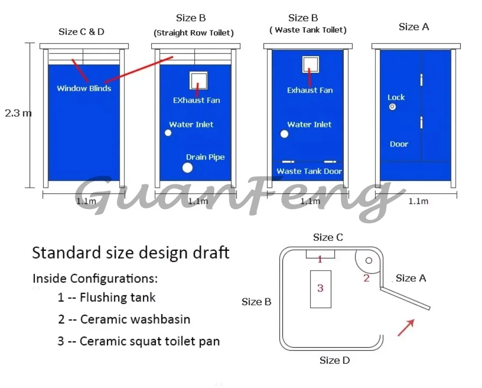 Mobile Portable Toilet For Sale Prefabricated Squat/Seat