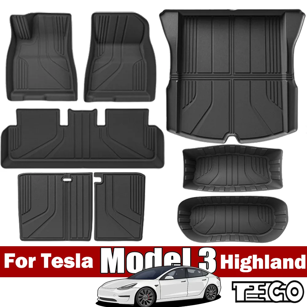 

For Tesla Model 3 Highland 2024 TPE Floor Mats,All Weather Rear Trunk Storage Mat Anti-slip Pads Waterproof Accessories