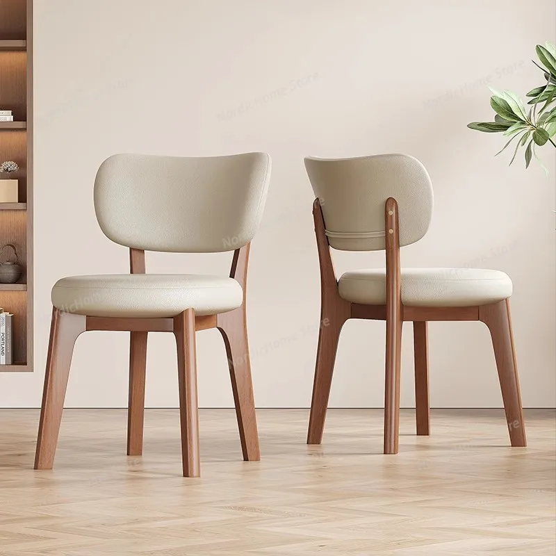 Mid Century Modern Wooden Dining Chairs Designer Room PU Leather Recliners Dining Chairs Living Room Home Furniture Sillas