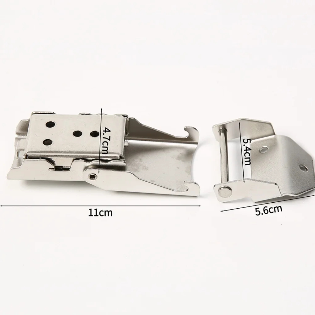 Stainless Steel Detachable Buckle Lock For Motorcycle Trunk Side Box Tailgate Hinge Security With 2 Keys Silver 11x4.7cm