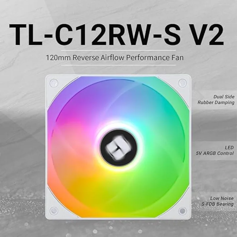 Thermalright TL-C12RW-S V2 1/3/5PCS Reverse Outlet Chassis Fan High-Performance Computer Cooler Fan for Liquid Cooler CPU Cooler