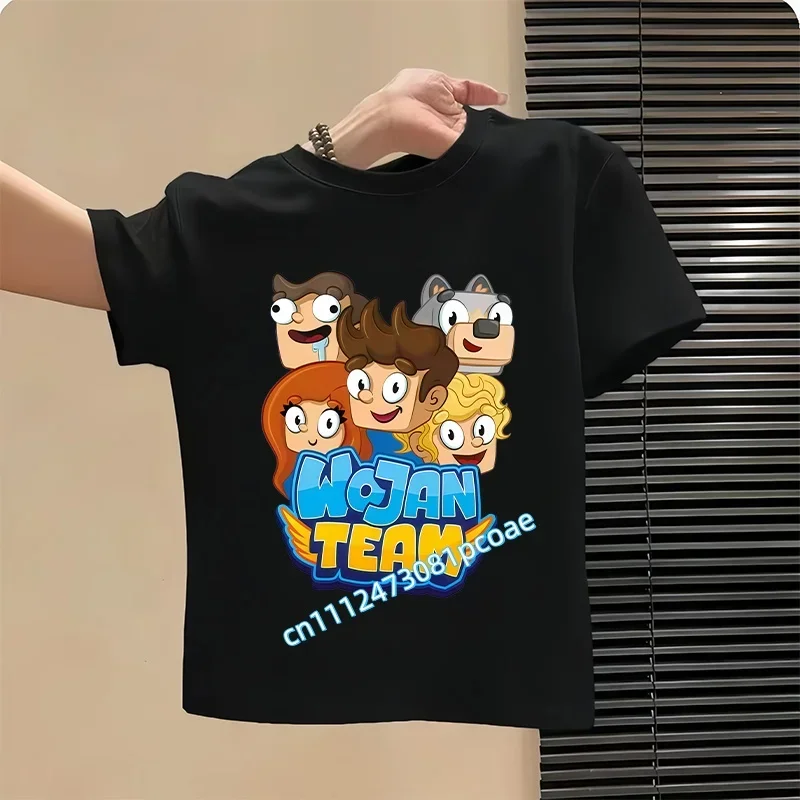 

2026 Summer New Style T-Shirt Shirt WOJAN TEAM Children's 100% Cotton Short-Sleeved Boys' Sport Shirt Casual Top Cartoon Print