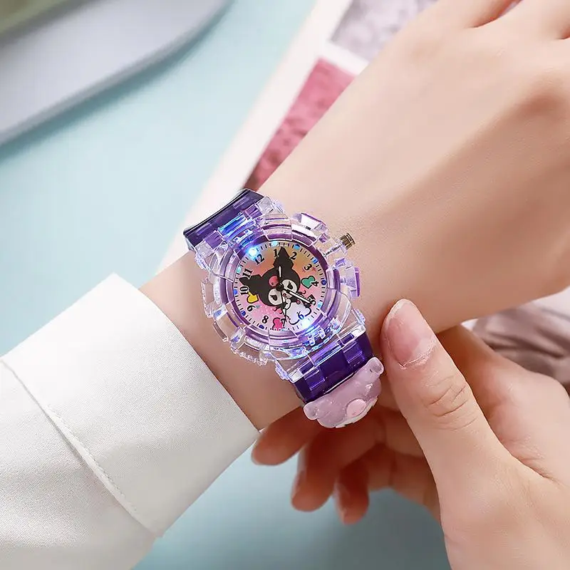 Anime Sanrio Led Luminous Watches Kawaii Kuromi My Melody Hello Kitty Cinnamoroll Children Watch Kids Birthday Kids Gifts image 4