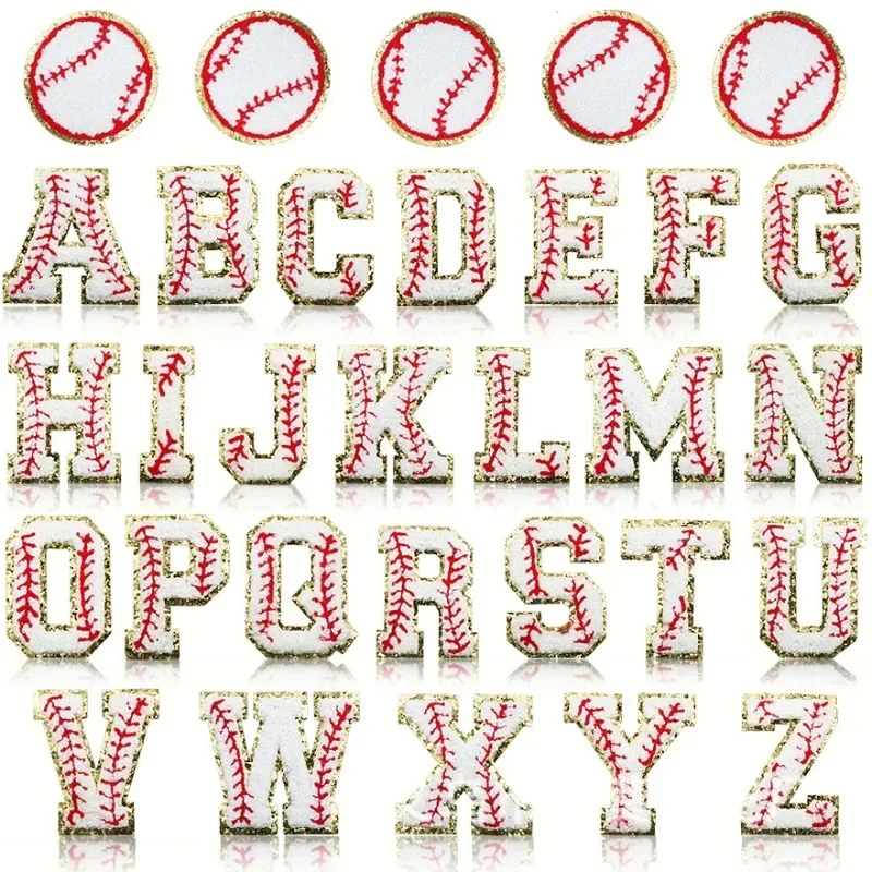 7 سنتيمتر البيسبول الإنجليزية الأبجدية التطريز القماش ملصق البيسبول نمط الكمبيوتر التطريز ختم الكي #2