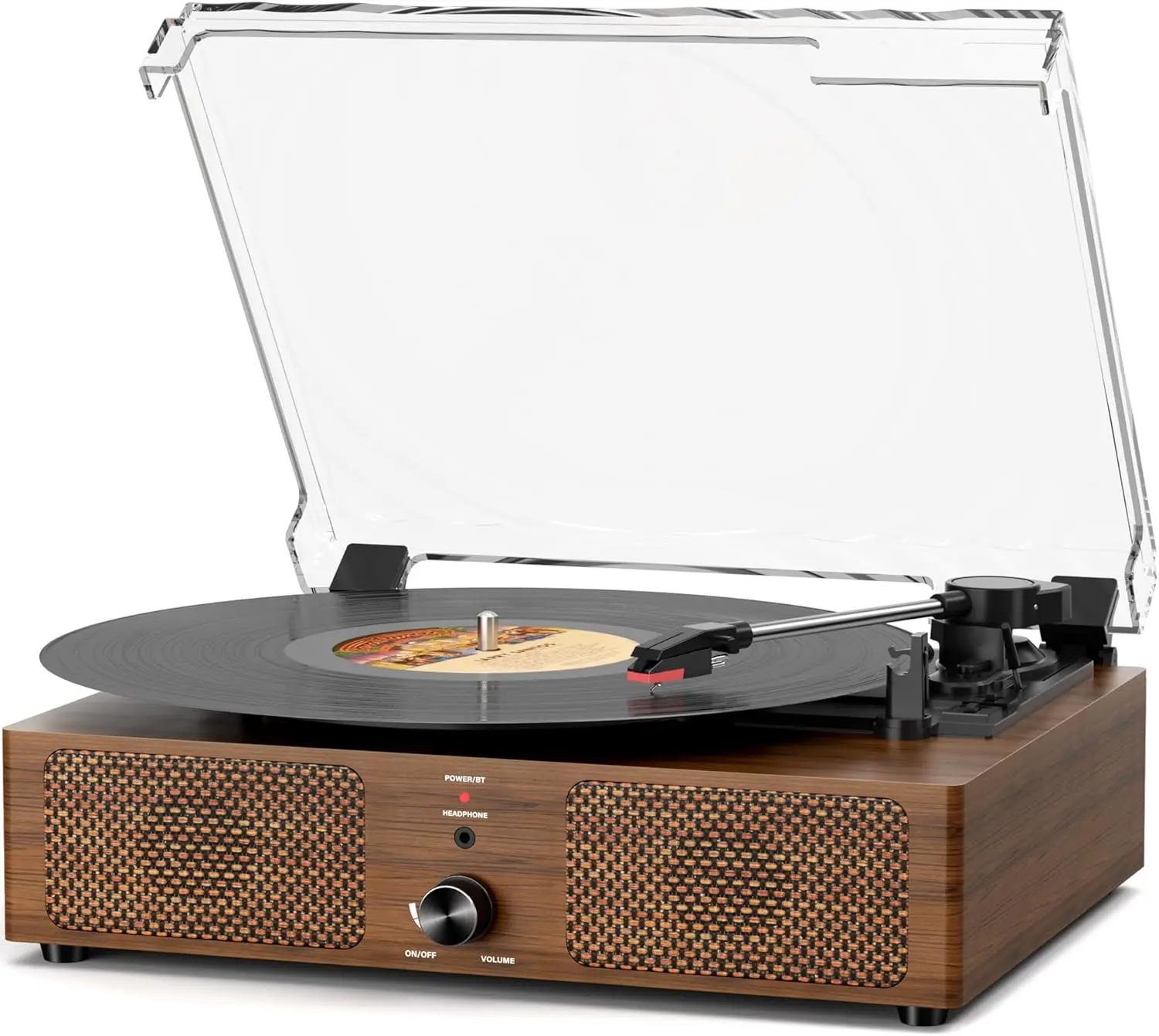 

Vintage Wooden Bluetooth Record Player with Built-in Speakers, 3-Speed Turntable for Home Decor and Vinyl Enthusiasts