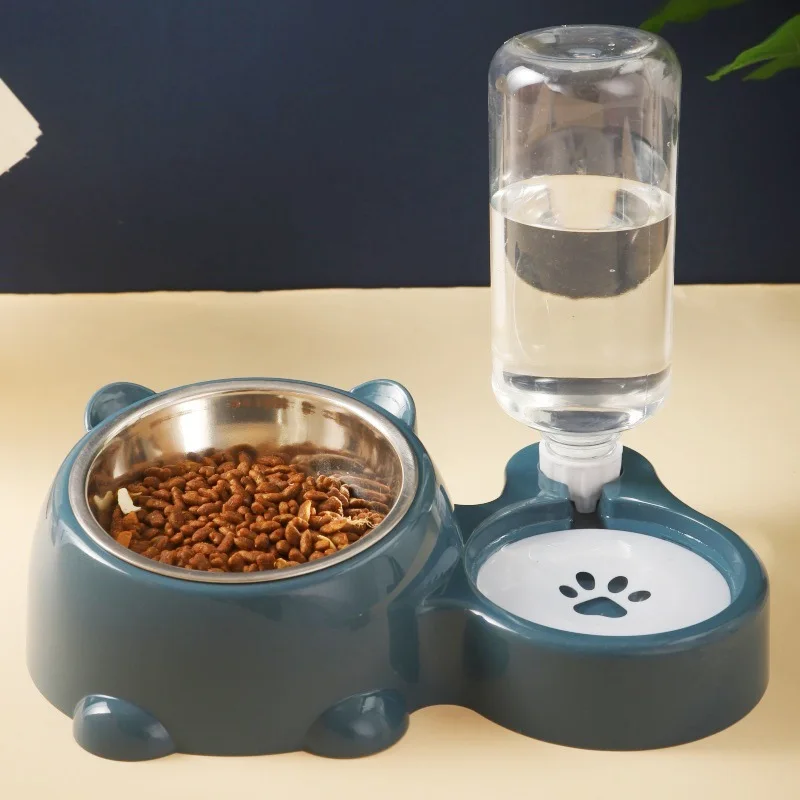 Detachable Double Pet Bowl Cat dog Medium Capacity Anti-spill Anti-slip Plastic Indoor Daily Small Pet Separable Water Food Tray