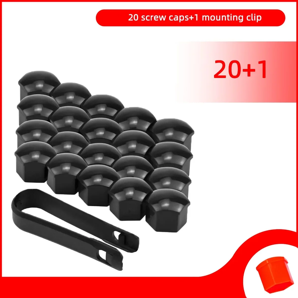 20pc 17MM 19MM 21MM Car Wheel Nut Caps Protection Caps Anti-Rust Hub Screw Cover Tyre Nut Bolt Exterior Decoration Bolt Hub Caps