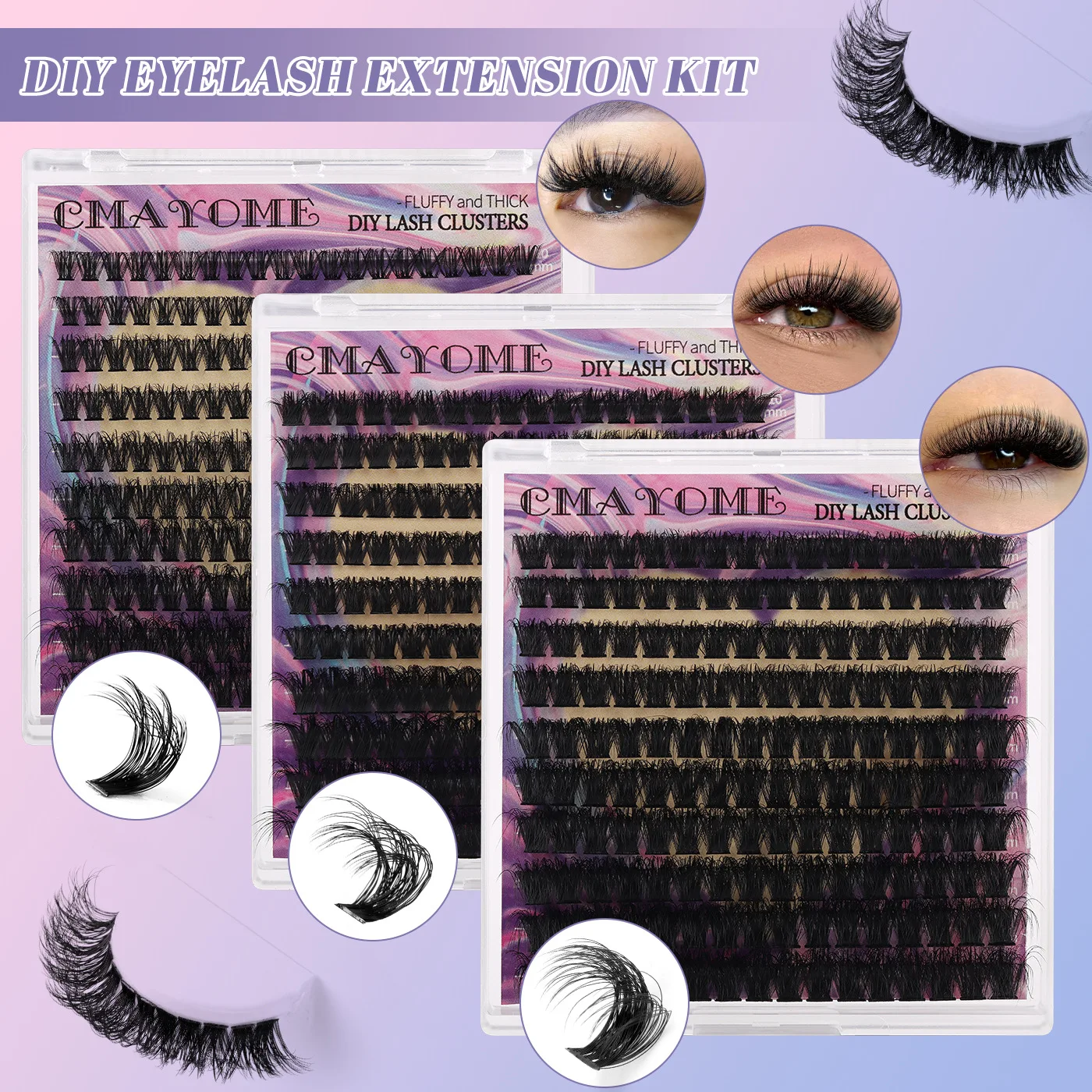 DIY Segmented Single Tuft False Eyelashes 10-18mm Eyelashes 60D + 80D + 100D