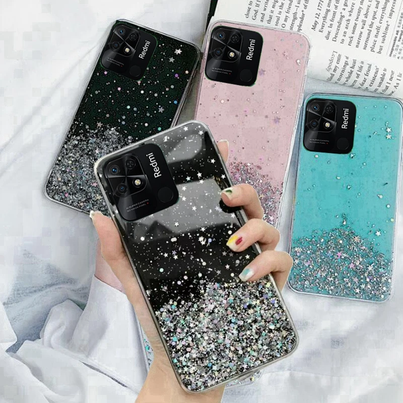 Glitter Phone Case For redmi 10C 10 C10 C10 redmi10C Back cover CAPA Bling Glitter Phone Case For xiaomi redmi 10C Full Cover