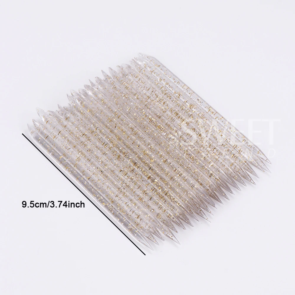 50 pz Plastica Cristallo Spingipelle Stick 95mm per Presse sulle Unghie Punte per Unghie Finte Smalto Gel Finto Rimuovere Lo Punteggiatura delle Unghie Strumento