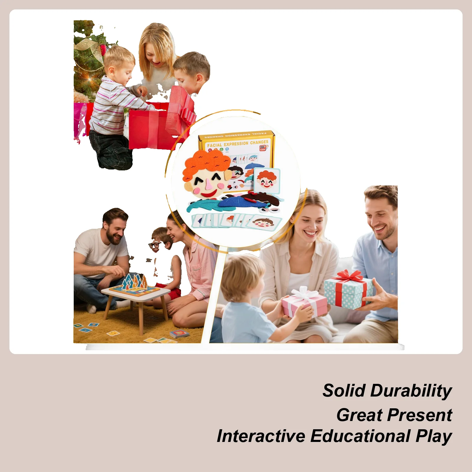 Gioco educativo divertente per bambini, quadranti, puzzle, con schede flash, giocattolo per l'apprendimento sociale e emotivo, per bambini in età prescolare a casa