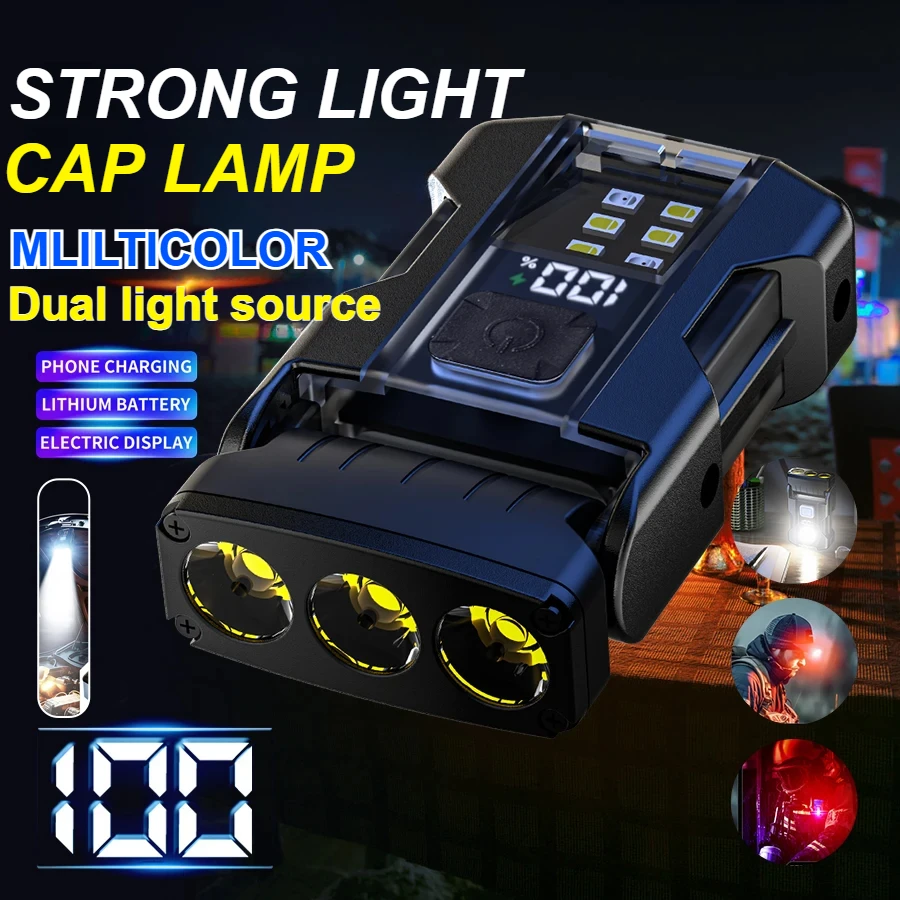 

LED Portable Camping Lantern USB Charging COB+SMD Mini Emergency Lantern Pocket Hat Clip Light for Camping Fishing Walking