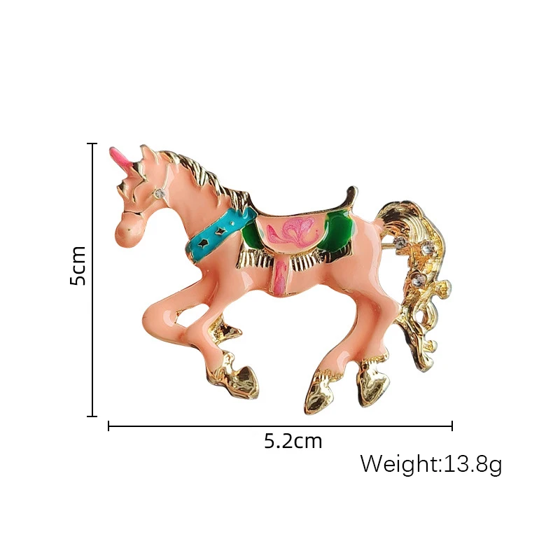 Creative Cute Chinese Zodiac Horse Brooch For Women Enamel Horse To Success Animal Lapel Pin Cartoon Unicorn Corsage Accessories