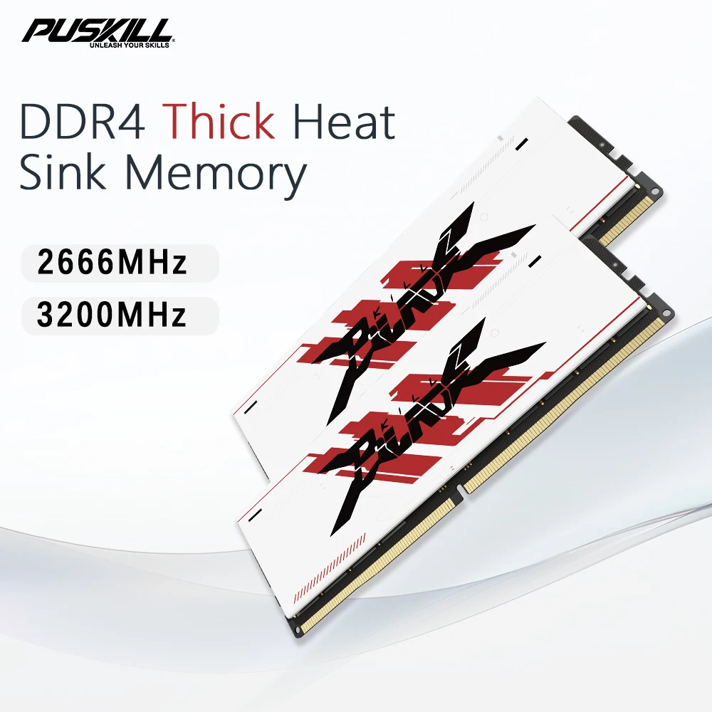 

PUSKILL DDR4 DDR3 Memoria Ram 32 ГБ 16 ГБ 8 ГБ 1,2 В 3200 МГц 2666 МГц 1600 МГц 1,5 В Настольный охлаждающий жилет Память